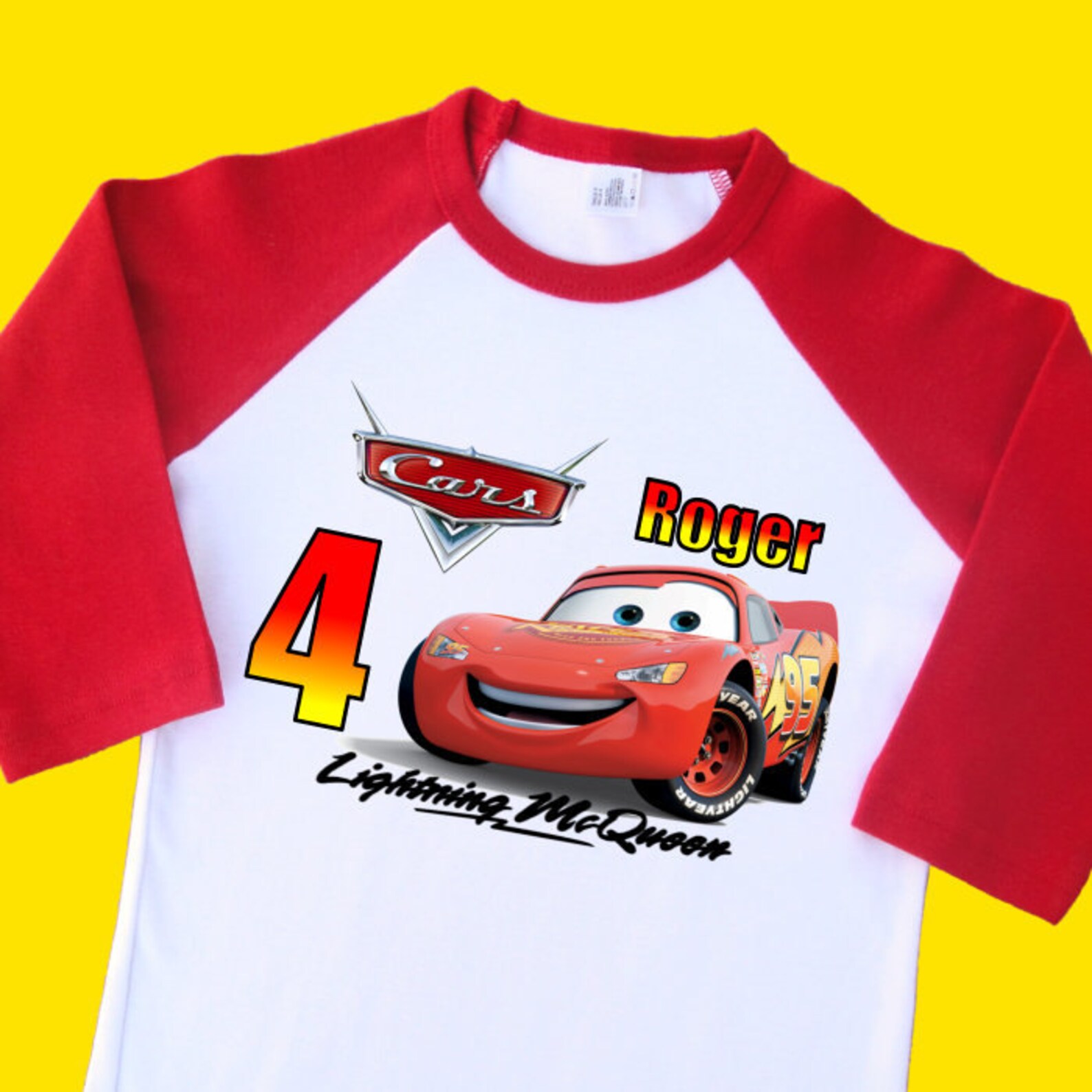 Cars Lightning McQueen Birthday Shirt. Personalized Raglan Etsy