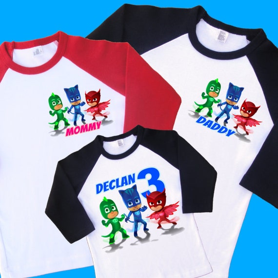 PJ Masks Birthday Shirts. Set of 3 Family Birthday Raglans. 1 Etsy