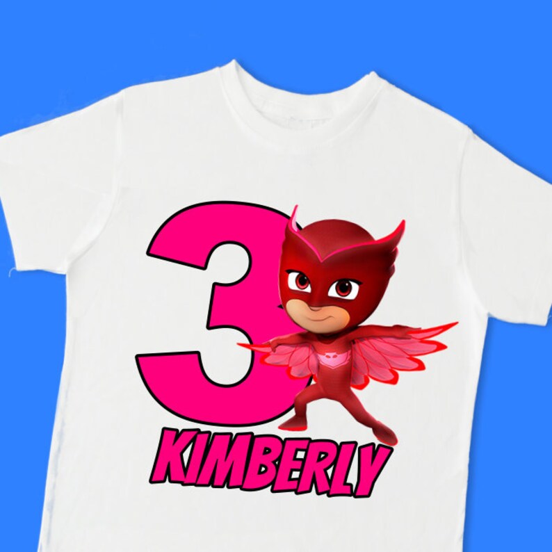 Owlette PJ Masks Birthday Tee. Birthday TShirt. Personalized Etsy