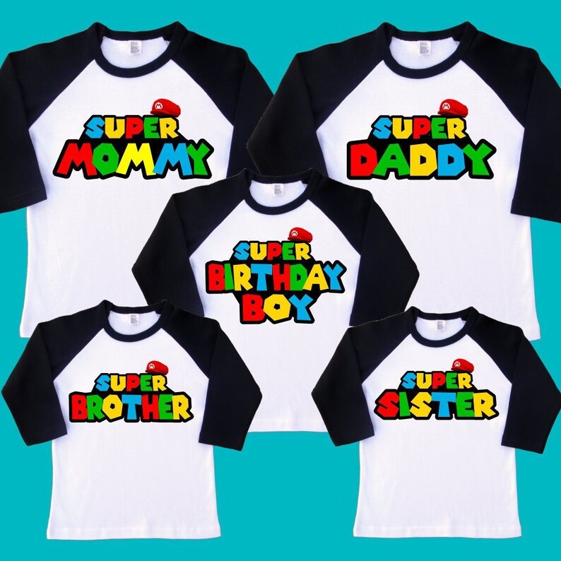Super Mario Family Birthday Shirt. Designs available for all Etsy