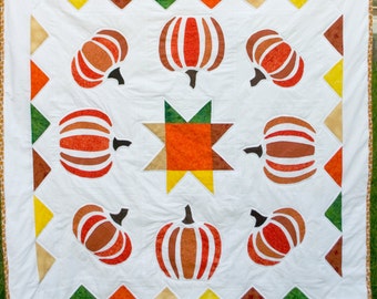 Pumpkin Patch Throw Quilt / Pumpkin Lap Quilt