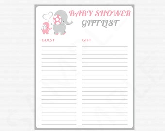 blue elephant baby shower gift list boy baby shower blue etsy printable baby shower gift list