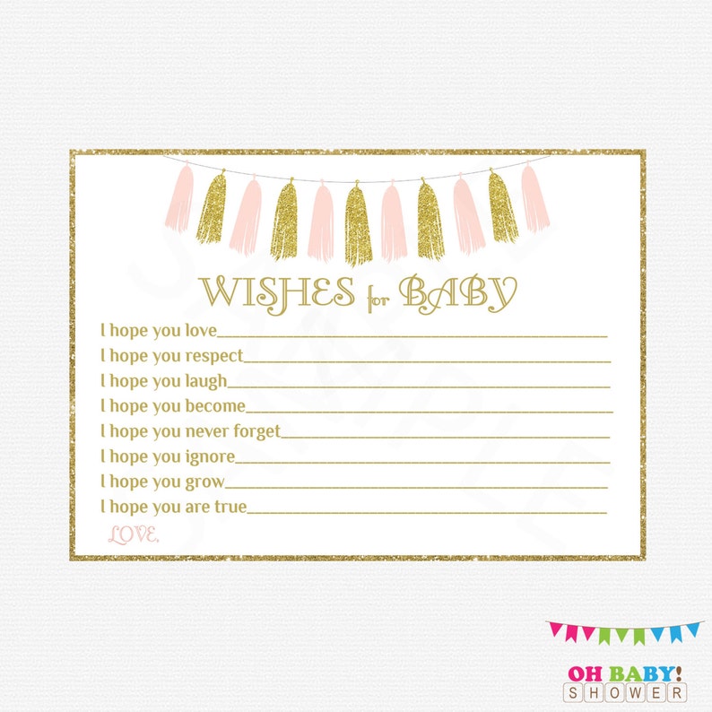 Wishes For Baby Pink Gold Baby Shower Girl Baby Shower Etsy