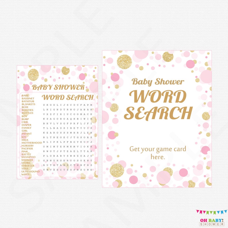 Pink And Gold Baby Shower Word Search Game Sign Girl Baby Etsy Pink And Gold Baby Shower Word Search Game Sign Girl Baby Etsy