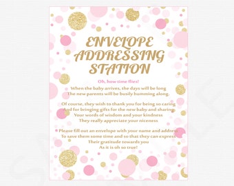 Pink and Silver Baby Shower Printable Envelope Addressing | Etsy