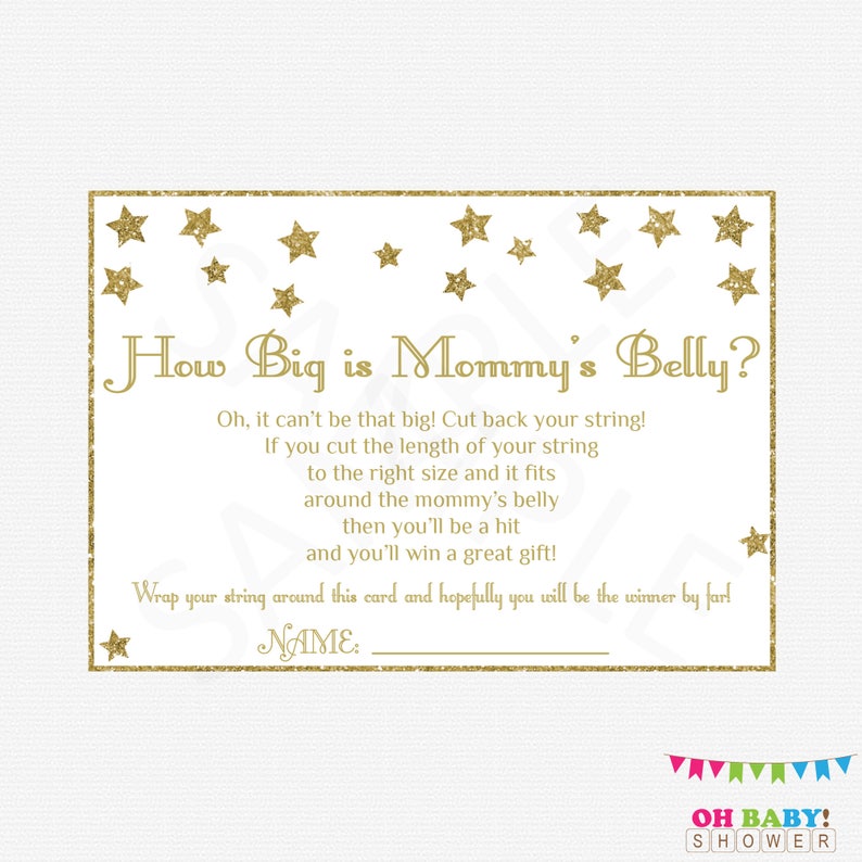 How Big Is Mommy S Belly Gold Baby Shower Games Twinkle Etsy