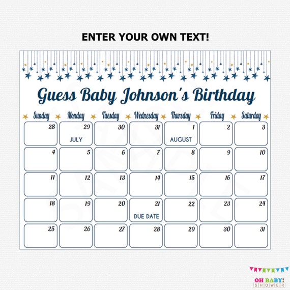 editable due date calendar pregnancy calendar blue and etsy pregnancy callenders