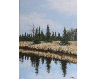 landscape painting, canadian painting, river landscape, 9x12 painting, original art, prairie painting, small landscape, acrylic painting