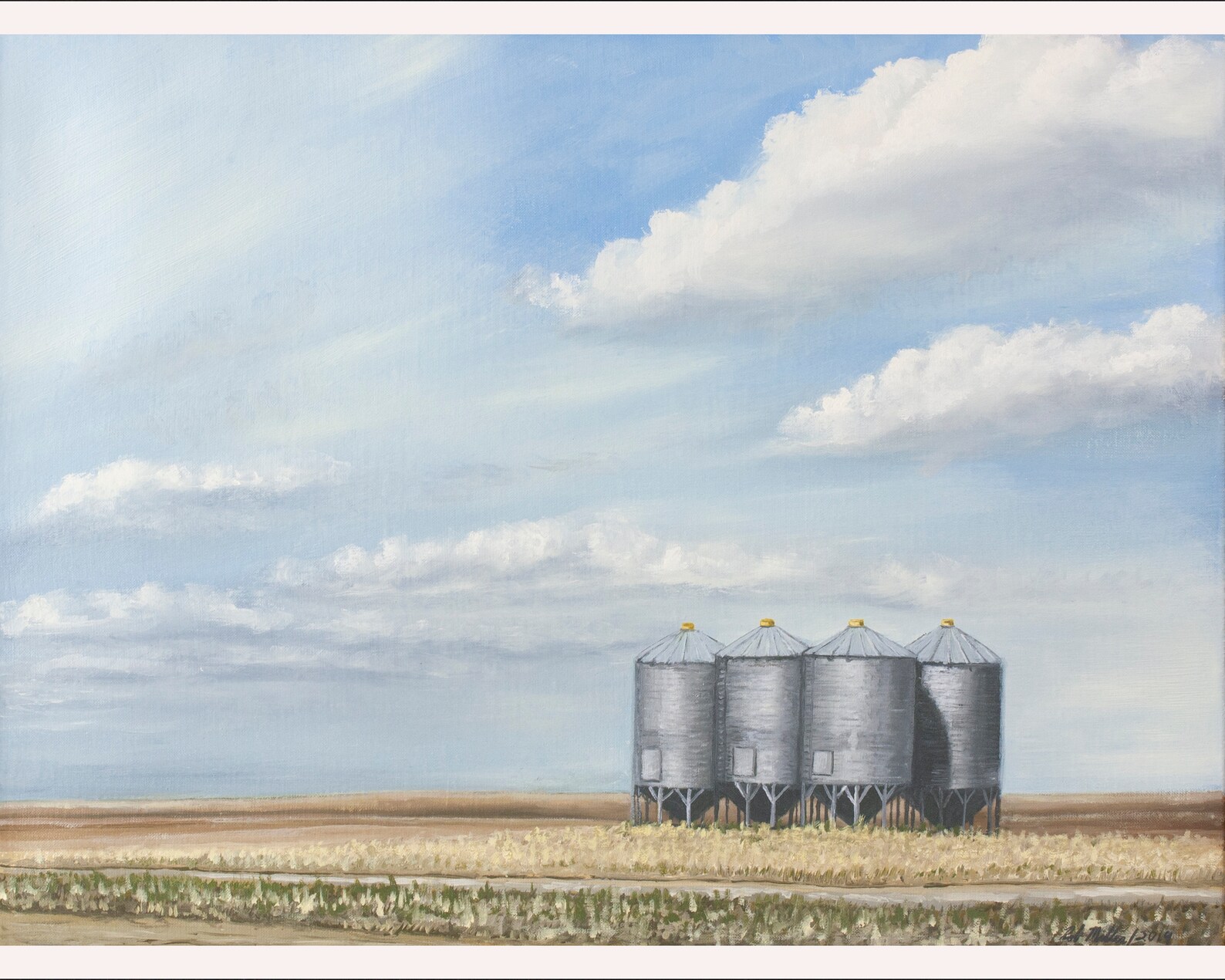 Original Oil Painting Grain Bins Near Granum Oil on Linen Etsy