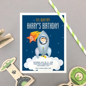 Espacio, espacio exterior, astronauta, NASA, STEM, invitación a la fiesta de cumpleaños de los niños. Planetas, Sistema Solar, PDF para tarjetas de invitación de cumpleaños del niño.