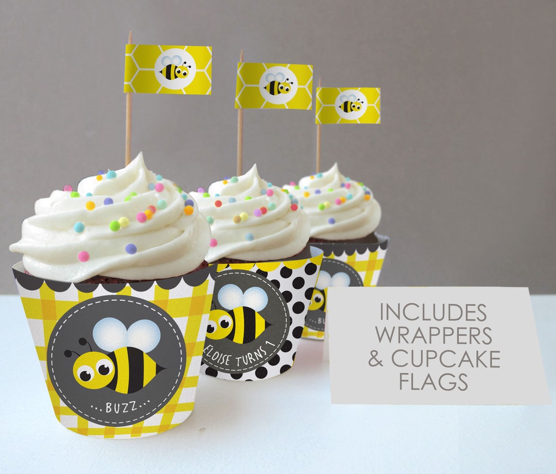 Bumble Bee, Honey Bee, Mia the Bee, Kid's Birthday Cupcake Wrappers ...