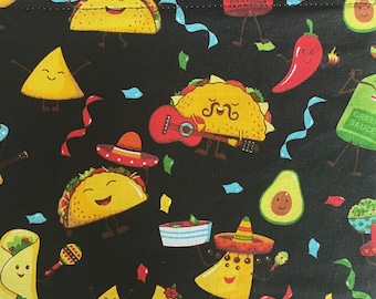Mexican food taco Zippered Cotton Pouch: Pencil Case, Makeup Bag & Card Holder
