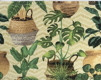 Monstera Plant Zippered Cotton Pouch: Pencil Case, Makeup Bag & Card Holder