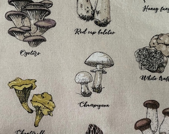 Mushroom Fungi Zippered Cotton Pouch: Pencil Case, Makeup Bag & Card Holder