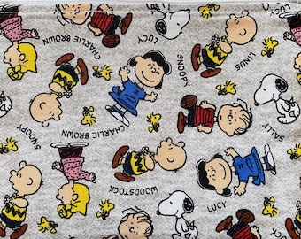 Snoopy Peanuts Charlie Brown Zippered Cotton Pouch: Pencil Case, Makeup Bag & Card Holder