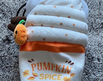 Fall Autumn Pumpkin Spice Chalk Bag: Repurposed Plush Rock Climbing Bag