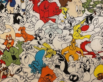 Looney Tunes 90's Cartoons Zippered Cotton Pouch: Pencil Case, Makeup Bag & Card Holder