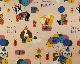 Dog Print Zippered Cotton Pouch: Pencil Case, Makeup Bag & Card Holder