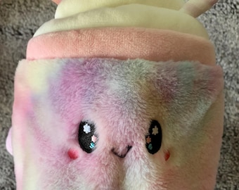 Rainbow Latte Coffee Bubble Tea Chalk Bag: Repurposed Plush Rock Climbing Bag
