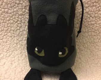 Night fury  - Light Fury - Toothless - kawaii dragon - chalk bag - rock climbing bag - character drawstring bag - trinket bag - stroller bag