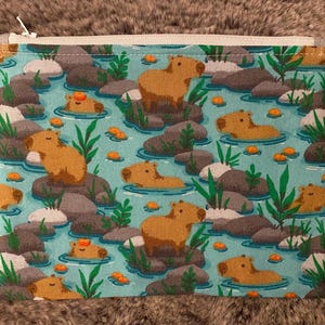 Capybara - back to school - pencil case - zippered pouch - makeup bag - card pouch - gift bag - drawstring bag