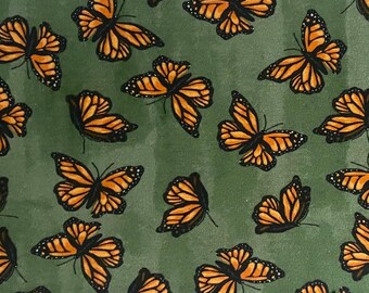 Monarch Butterfly Zippered Cotton Pouch: Pencil Case, Makeup Bag & Card Holder