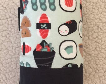 Kawaii green sushi fabric chalk bag, rock climbing bag, drawstring bag, trinket bag