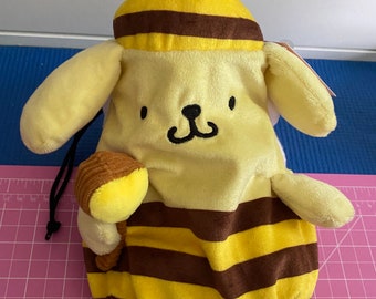 Yellow Japanese Cartoon Character Retriever Dog Bee Costume Chalk Bag: Repurposed Plush Rock Climbing Bag