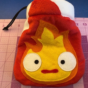 Fire demon red yellow flame chalk bag, rock climbing bag, drawstring bag, stroller bag, trinket bag