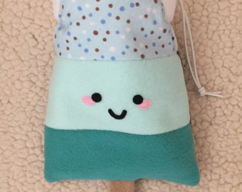 Kawaii mint popsicle chalk bag, rock climbing bag, drawstring bag, trinket bag, stroller bag