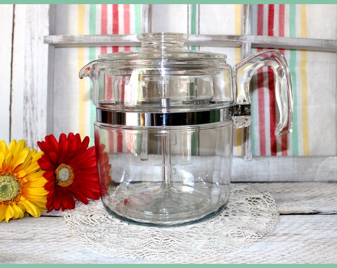 Pyrex 9 Cup Flameware Percolator 7759B, Clear Glass, Locking Lid 7759