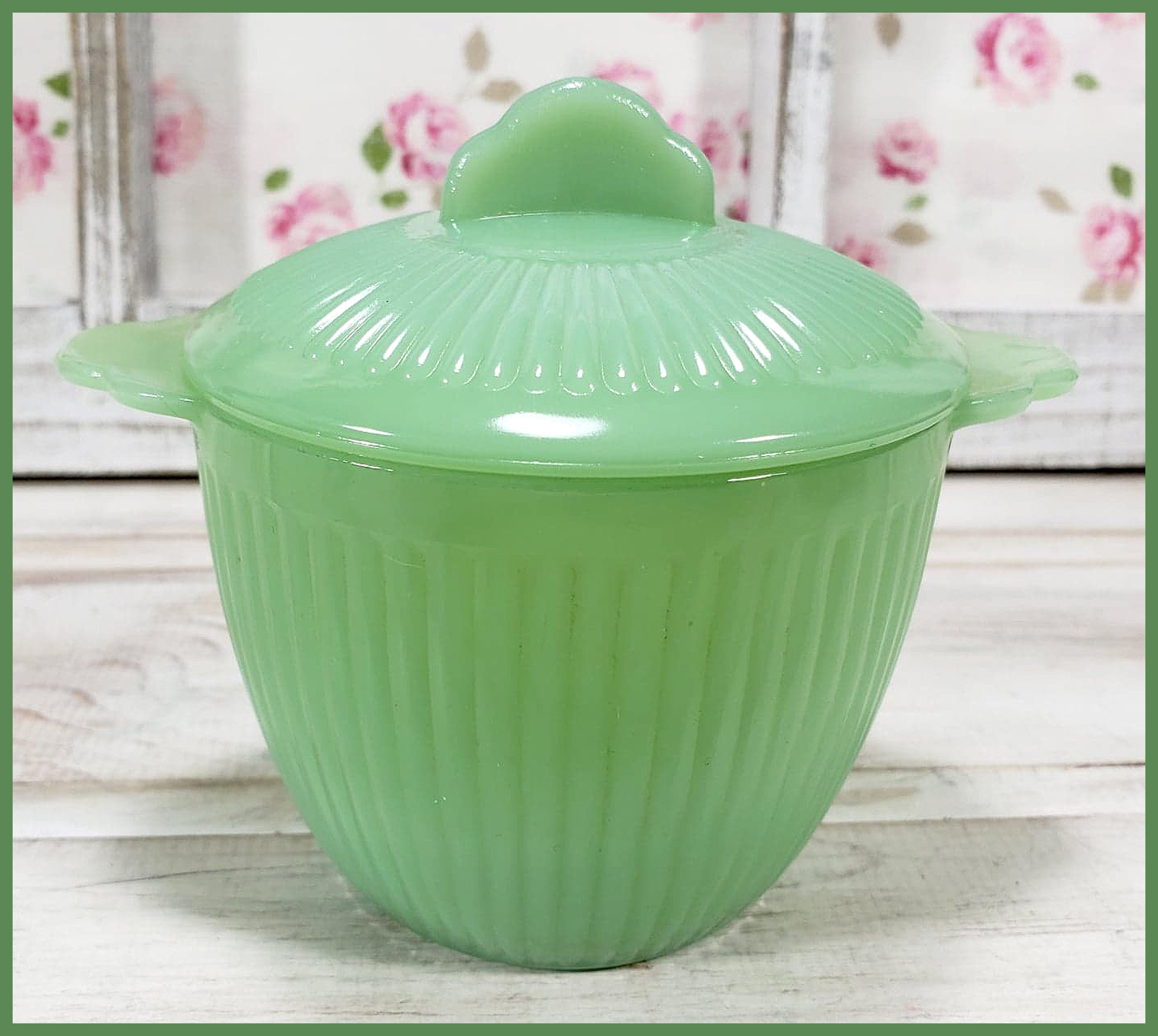 Fire King Jadeite Jane Ray Creamer & Sugar Bowl With Lid 3 Etsy