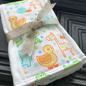 New Mom gift- Animal Print Burp cloth Set- Baby shower gift, newborn gift, rubber ducky, Unique baby gift, gender neutral gift for baby