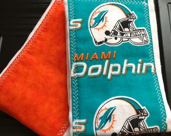Miami Dolphins Burp cloth Set- sports nursery, Baby boy gift, Baby Shower, bibs and burping, new baby, Gift for new mom, football nursery