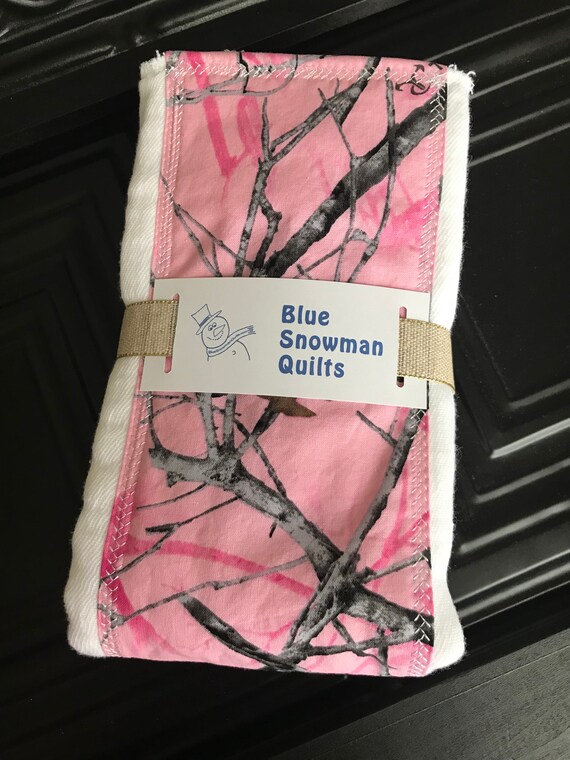 Combo Set Pink Camouflage Camo Baby Girl Receiving Blanket Burp Cloth Flannel Handmade Baby Shower Gift Blankets Throws Home Living