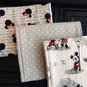 Disney Burp Cloths, Set of 3, Baby Gift, Baby Shower, Newborn Burp Cloths, Mickey Mouse Baby, Bibs and Burping, New Baby, Expecting Mom Gift