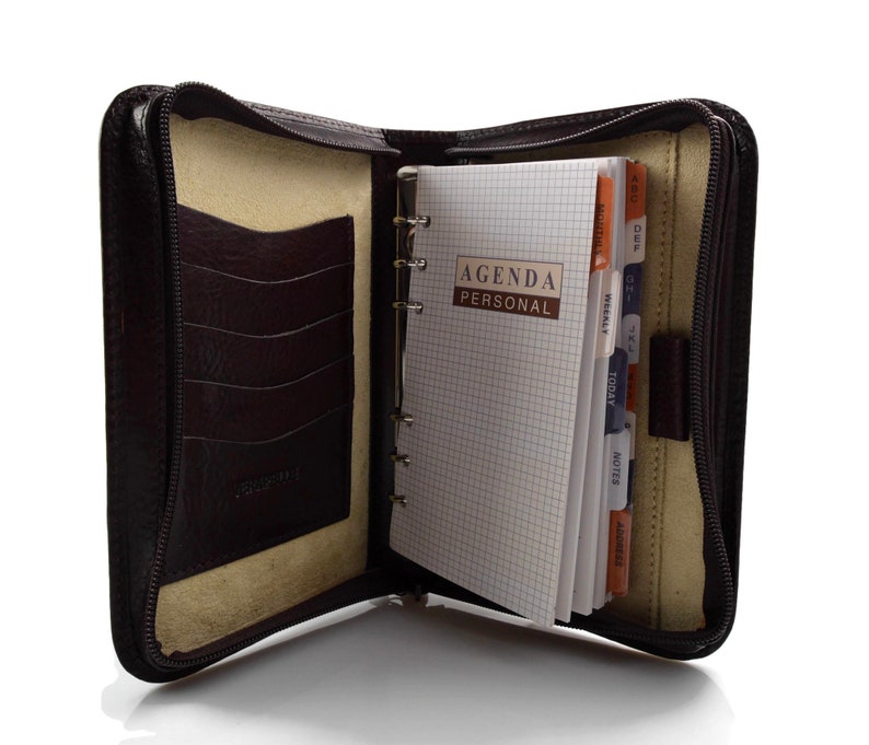 Leather Agenda A6 Document Folder Italian Handmade Zip Planner Agenda