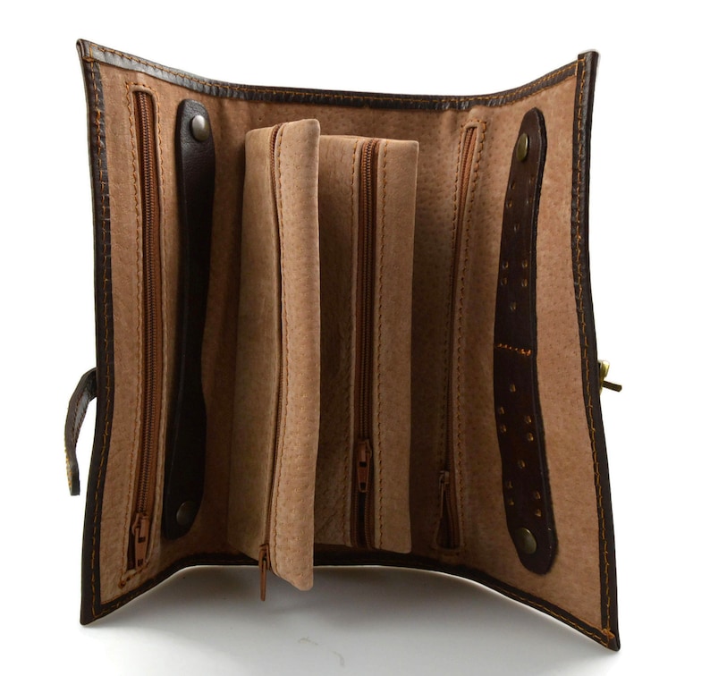Leather Jewelry Roll Jewels Case Leather Jewellery Travel Case Leather