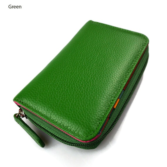 Leather Wallet Big Credit Card Holder Organiser Green Leather Women Wallet Leather Document Holder Leather Ladies Card Wallet Multicolor Etsy UK