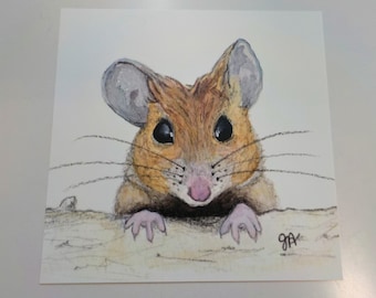 Mouse watercolor art print, mouse art, watercolor art, print, affordable art, woodland art, nursery decor, animal art, home decor