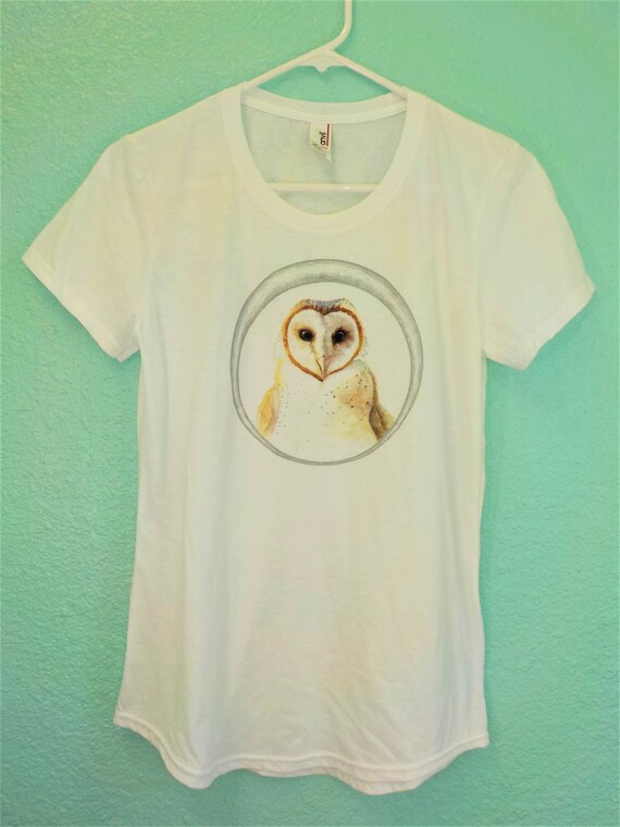 Handmade Owl Tee Shirt Barn Owl Wearable Art Gift Idea Owls Etsy