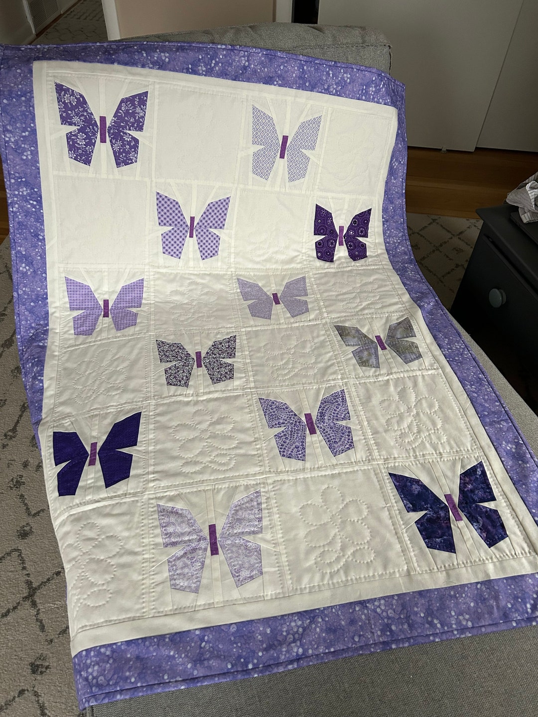 Purple Butterflies Baby Quilt Etsy