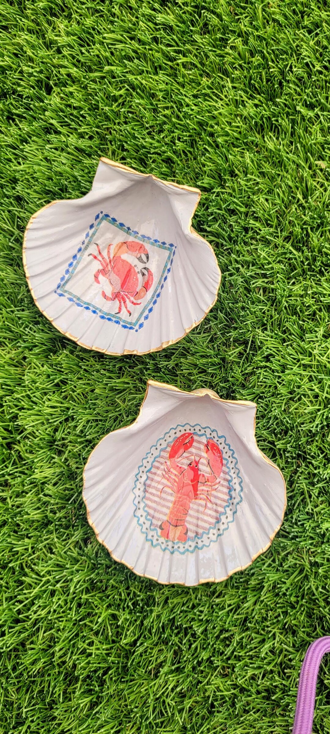 Set of Two Decorated Shells. Mother of Pearl Jewelers. Coastal ...