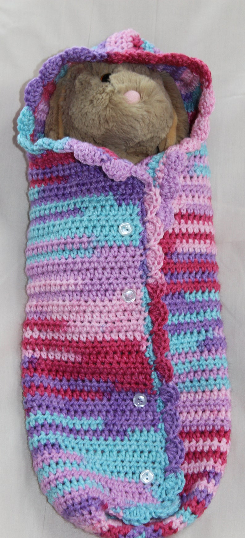 Baby Crochet Cocoon or Swaddle Afghan with attached Hood Etsy