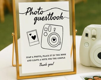 Photo guestbook sign - wedding photo guest book - Hand drawn - whimsical - illustrated - snap a photo - 8x10 - 5x7 - PRINTABLE