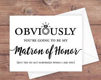 matron of honor card etsy