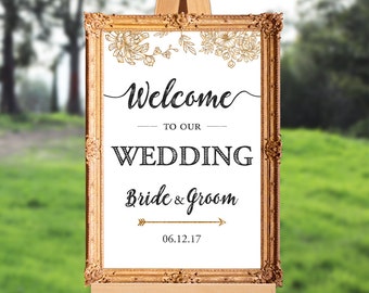 Wedding welcome sign - welcome to our wedding - PRINTABLE - 16x20 - 18x24 - 20x30 - 24x36