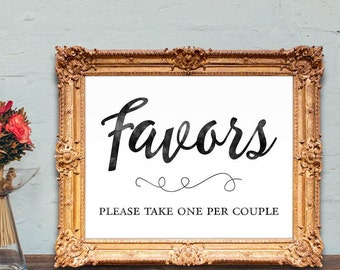 Faveurs s'il vous plaît prendre un par couple - Signe de faveurs de mariage - IMPRIMABLE - 5x7 - 8x10