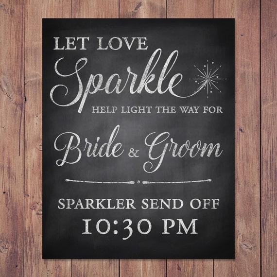 Wedding Sign 8x10 Let Love Sparkle