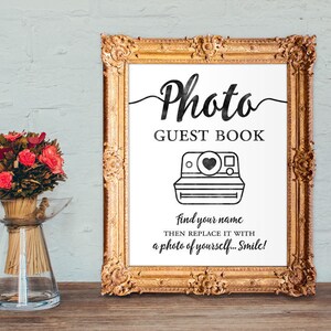 Photo guest book - find your name then replace it with a photo of yourself smile - wedding guest book - 8x10 - 5x7